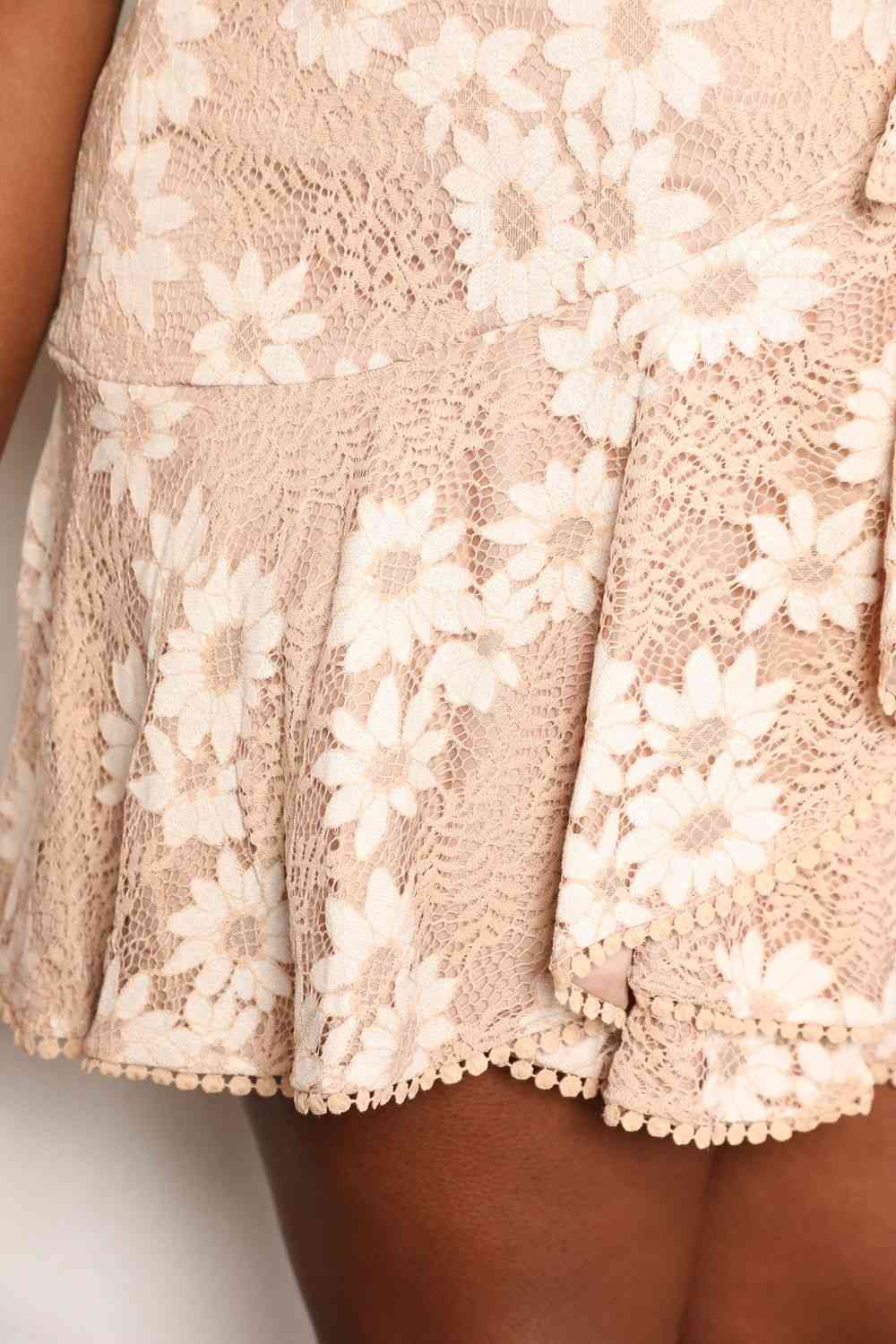 Floral Lace Pompom Detail Tie-Waist Flutter Sleeve Dress - All Dresses - Dresses - 10 - 2024