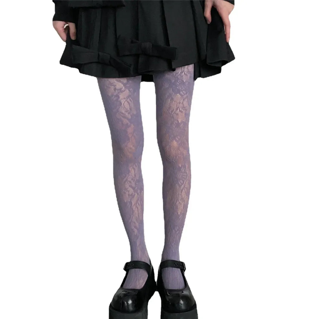 Floral Mesh Harajuku Tights – Embroidered Fishnet Pantyhose - Sexy Lingerie - Lingerie - 5