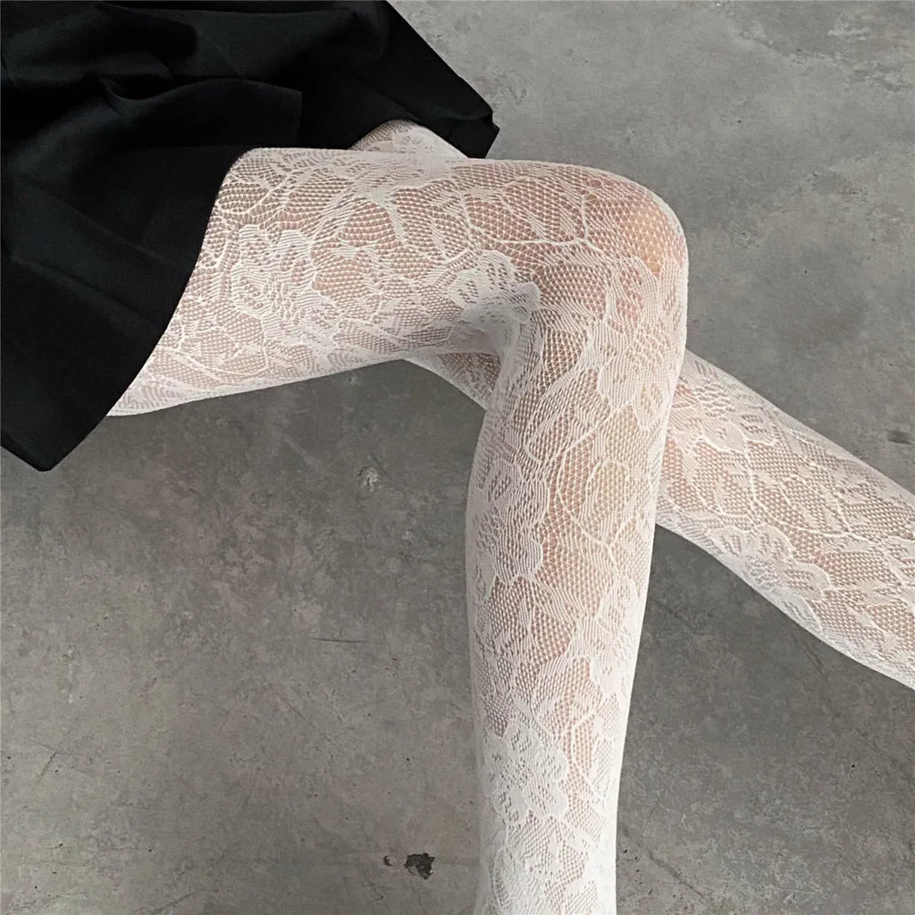 Floral Mesh Harajuku Tights – Embroidered Fishnet Pantyhose - Sexy Lingerie - Lingerie - 7