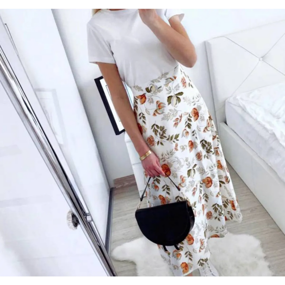 Floral Print Maxi Skirt - Bottoms - 1