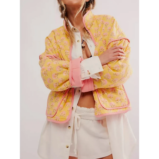 Floral Print Quilted Cotton Jacket - Jackets & Coats - Jacket - 1