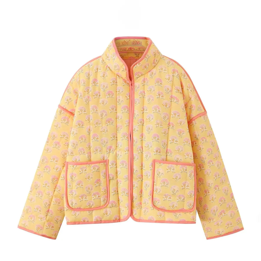 Floral Print Quilted Cotton Jacket - Jackets & Coats - Jacket - 6