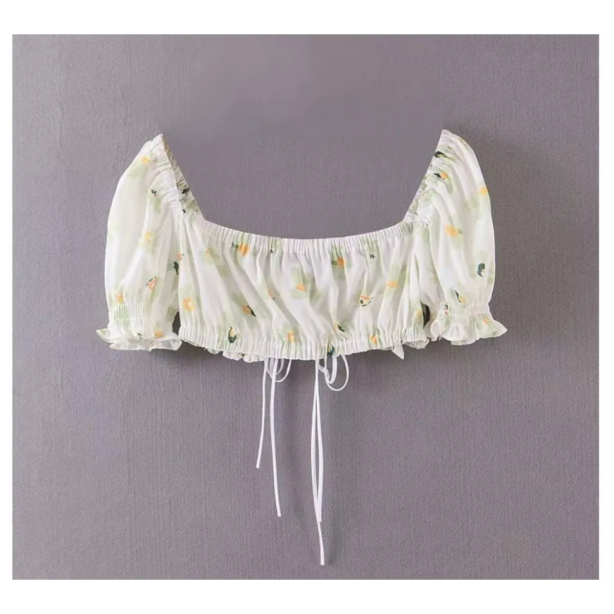 Women’s Floral Printed Chiffon Crop Top - Women’s Clothing & Accessories - 2