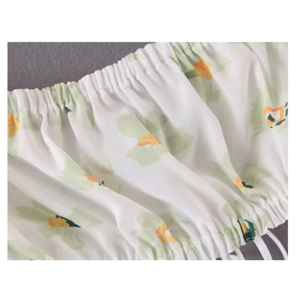 Women’s Floral Printed Chiffon Crop Top - Women’s Clothing & Accessories - 3