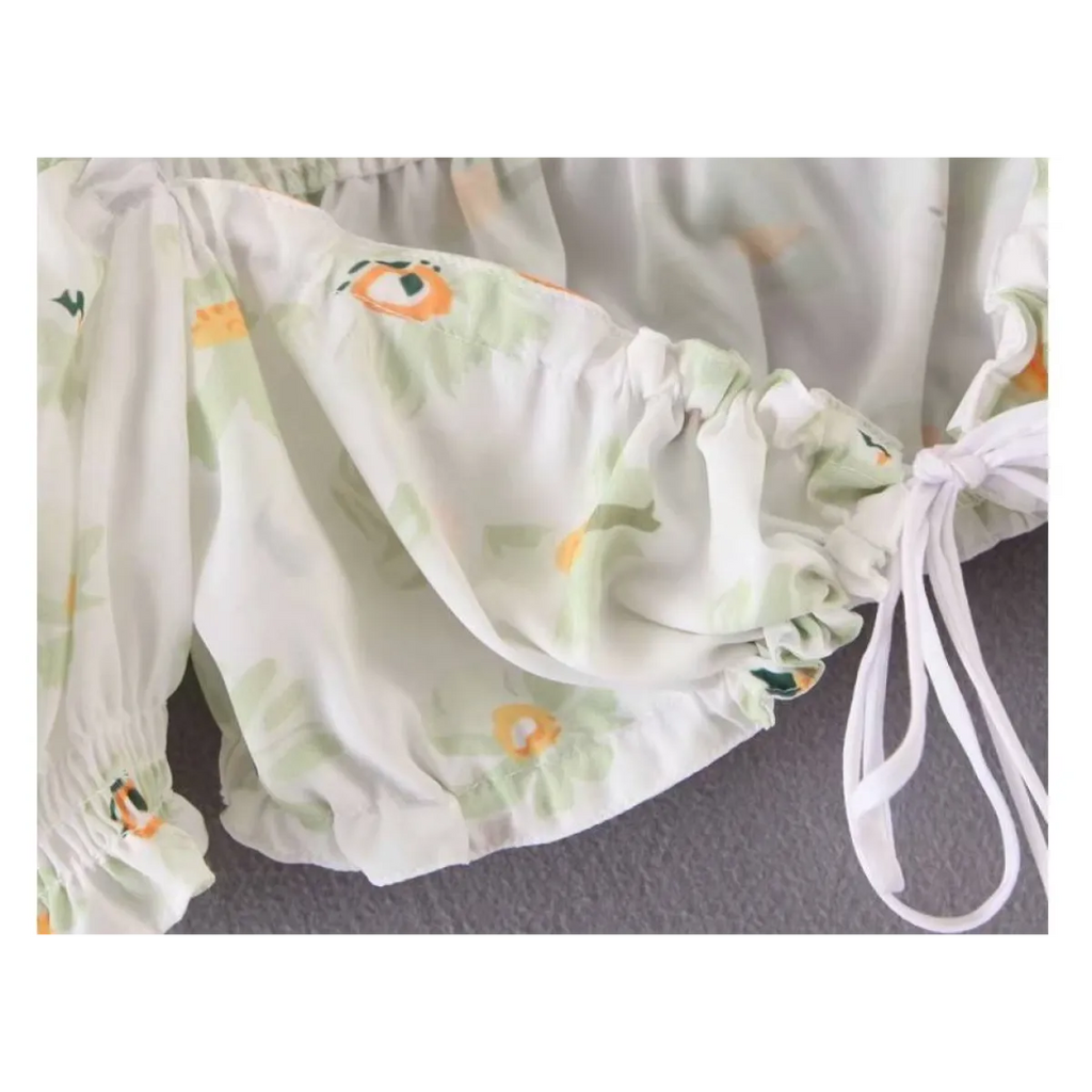 Women’s Floral Printed Chiffon Crop Top - Women’s Clothing & Accessories - 5