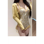 Floral Ruffle Swimsuit Set – Kawaii Push-Up Bikini with Cover-Up - Women’s Clothing & Accessories - Long - Swimwear - 4