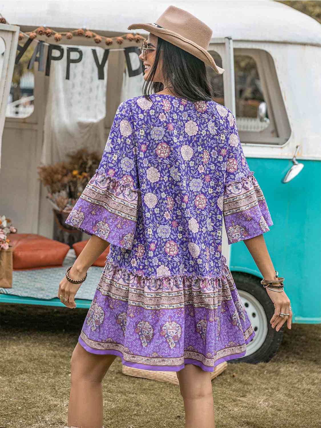 Floral Tie Neck Mini Dress - All Dresses - Dresses - 6 - 2024