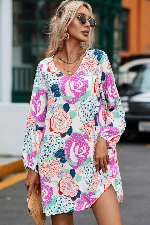 Floral V-Neck Long Sleeve Dress - All Dresses - Dresses - 4 - 2024