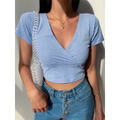 Floral V-Neck Stretchy Crop Top - Women’s Clothing & Accessories - Crop Tops - 7