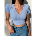 Floral V-Neck Stretchy Crop Top - Women’s Clothing & Accessories - Crop Tops - 7