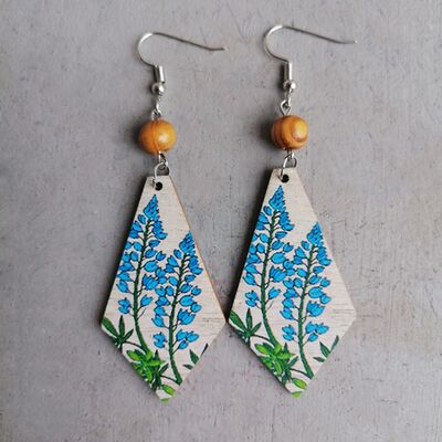 Floral Wooden Teardrop Earrings - Blue / One Size - Women’s Jewelry - Earrings - 3 - 2024