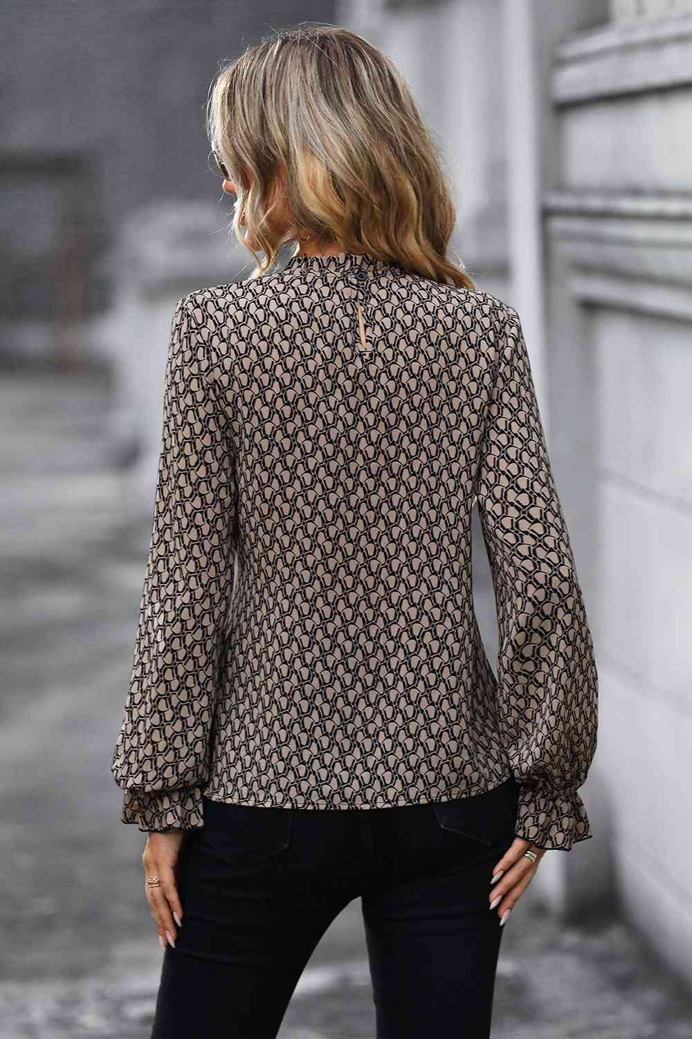 Printed Tie Front Flounce Sleeve Blouse - Women’s Clothing & Accessories - Shirts & Tops - 2 - 2024