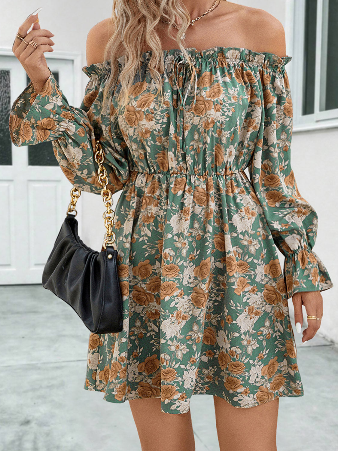 Floral Off-Shoulder Flounce Sleeve Dress - All Dresses - Dresses - 3 - 2024