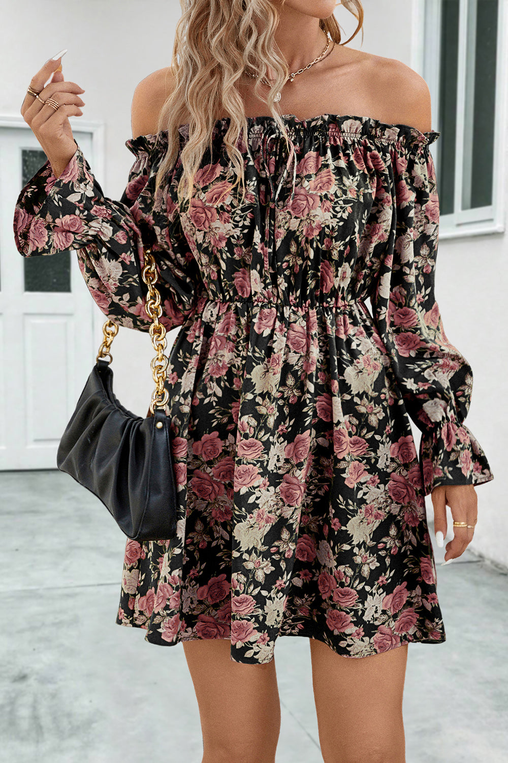 Floral Off-Shoulder Flounce Sleeve Dress - All Dresses - Dresses - 6 - 2024