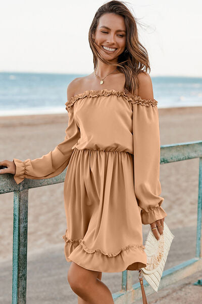 Frill Off-Shoulder Flounce Sleeve Dress - All Dresses - Dresses - 11 - 2024