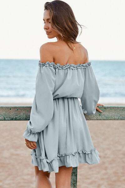 Frill Off-Shoulder Flounce Sleeve Dress - All Dresses - Dresses - 18 - 2024