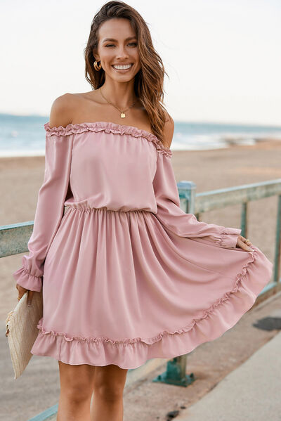 Frill Off-Shoulder Flounce Sleeve Dress - All Dresses - Dresses - 3 - 2024