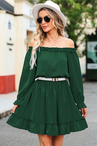 Frill Off-Shoulder Flounce Sleeve Dress - All Dresses - Dresses - 5 - 2024