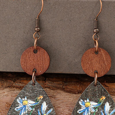 Flower Geometrical Shape Wooden Earrings - Blue / One Size - Women’s Jewelry - Earrings - 2 - 2024