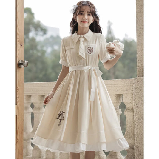 French Retro Schoolgirl Lolita Swing Dress - All Dresses - 1