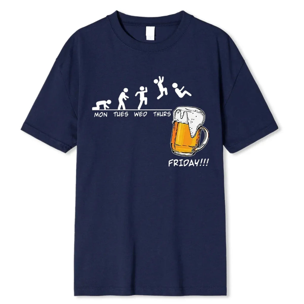 Friday Beer Print Men’s T-Shirt: Funny Hip Hop Streetwear - T-Shirts - 12