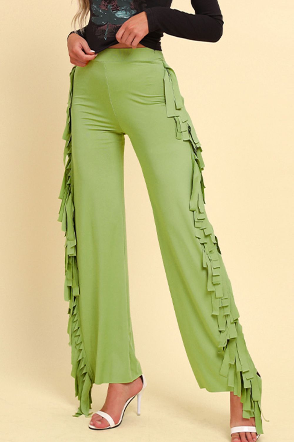 Fringe Trim Wide Leg Pants - Bottoms - Pants - 5 - 2024