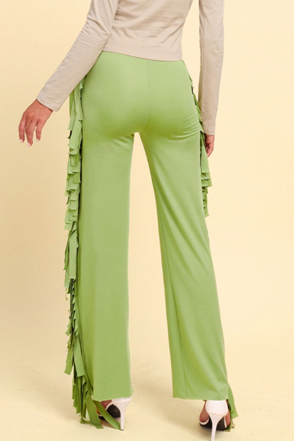 Fringe Trim Wide Leg Pants - Bottoms - Pants - 9 - 2024