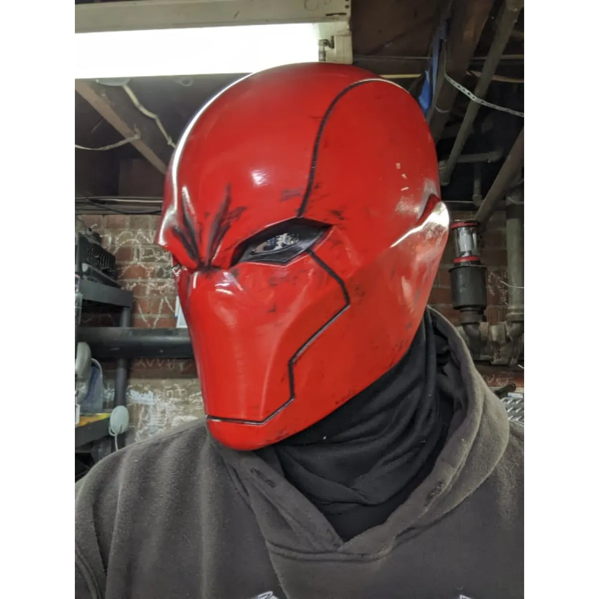 Red Vigilante Helmet - Wearable Costume Cowl Mask Helm - Cosplay - Helmets and Headwear - 7