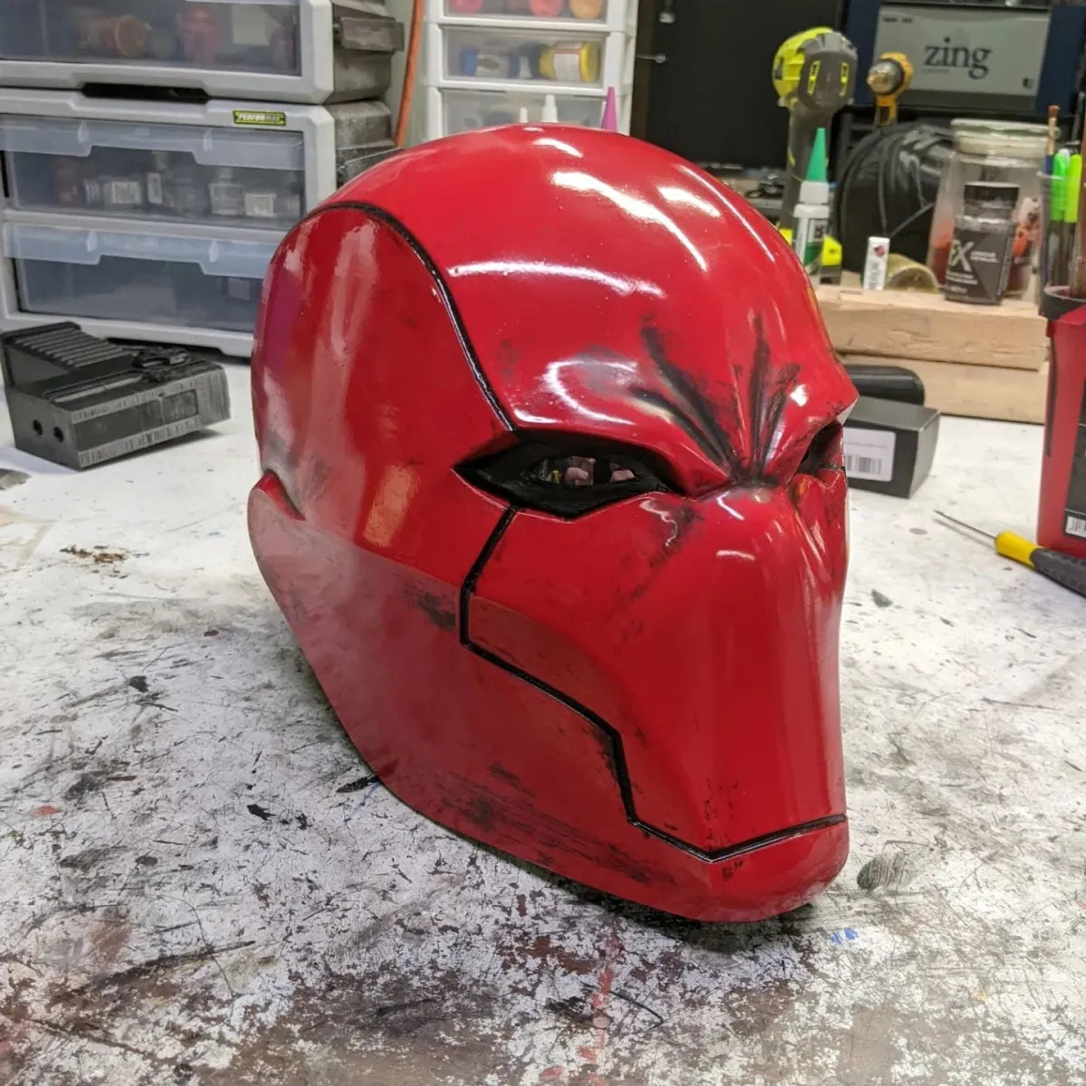 Red Vigilante Helmet - Wearable Costume Cowl Mask Helm - Cosplay - Helmets and Headwear - 5