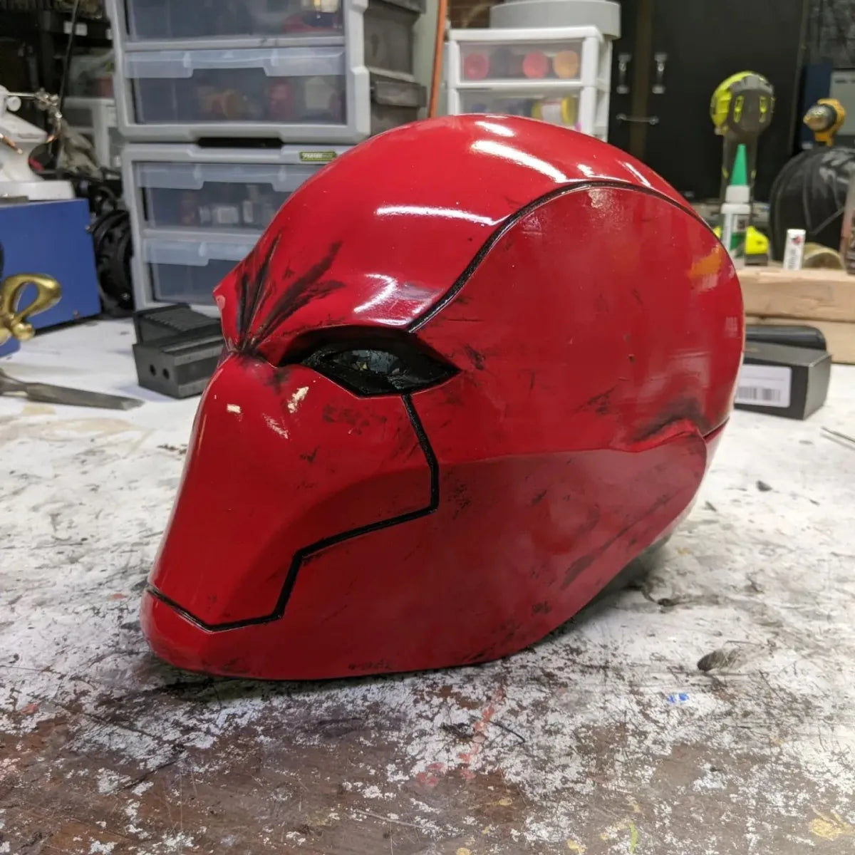 Red Vigilante Helmet - Wearable Costume Cowl Mask Helm - Cosplay - Helmets and Headwear - 4