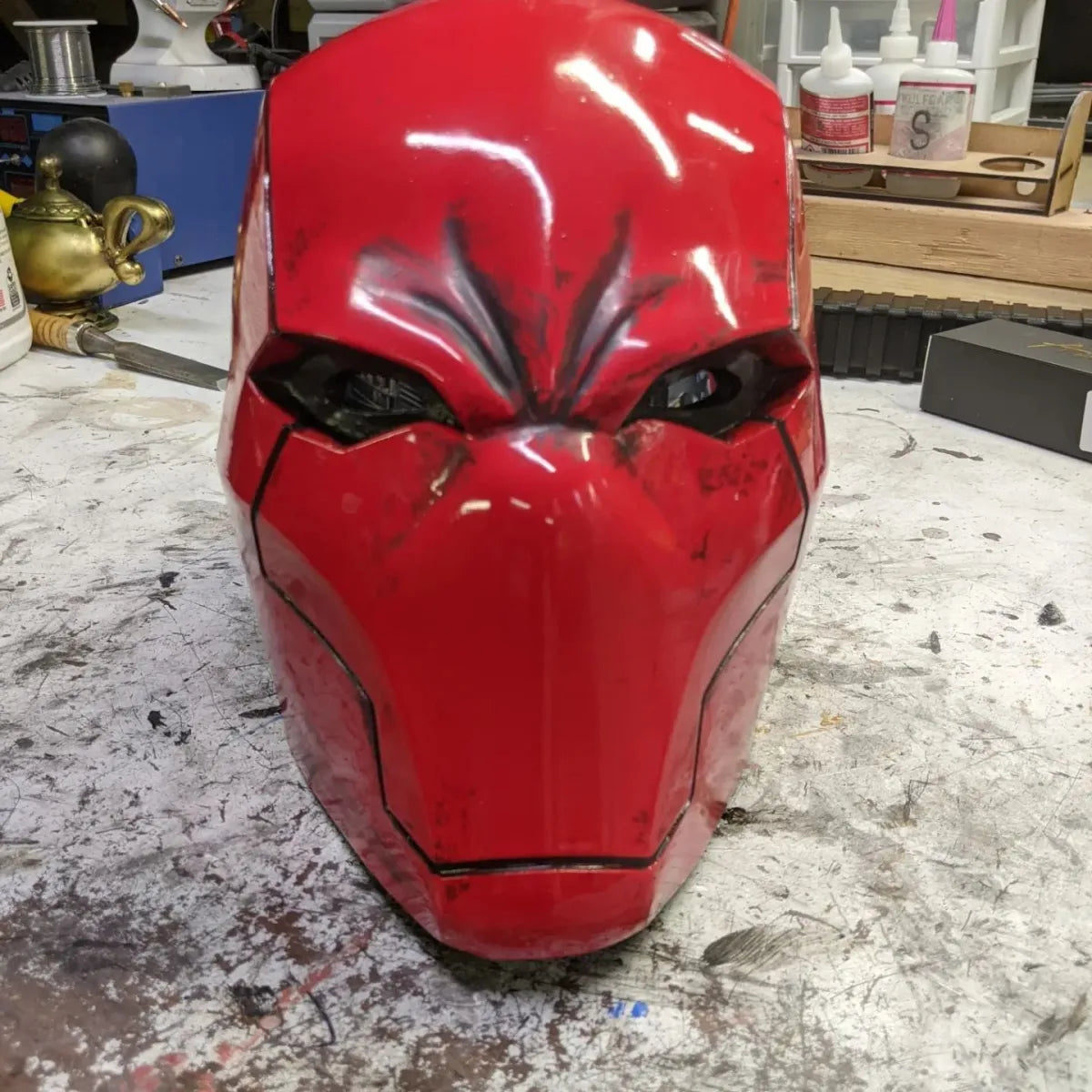 Red Vigilante Helmet - Wearable Costume Cowl Mask Helm - Cosplay - Helmets and Headwear - 6
