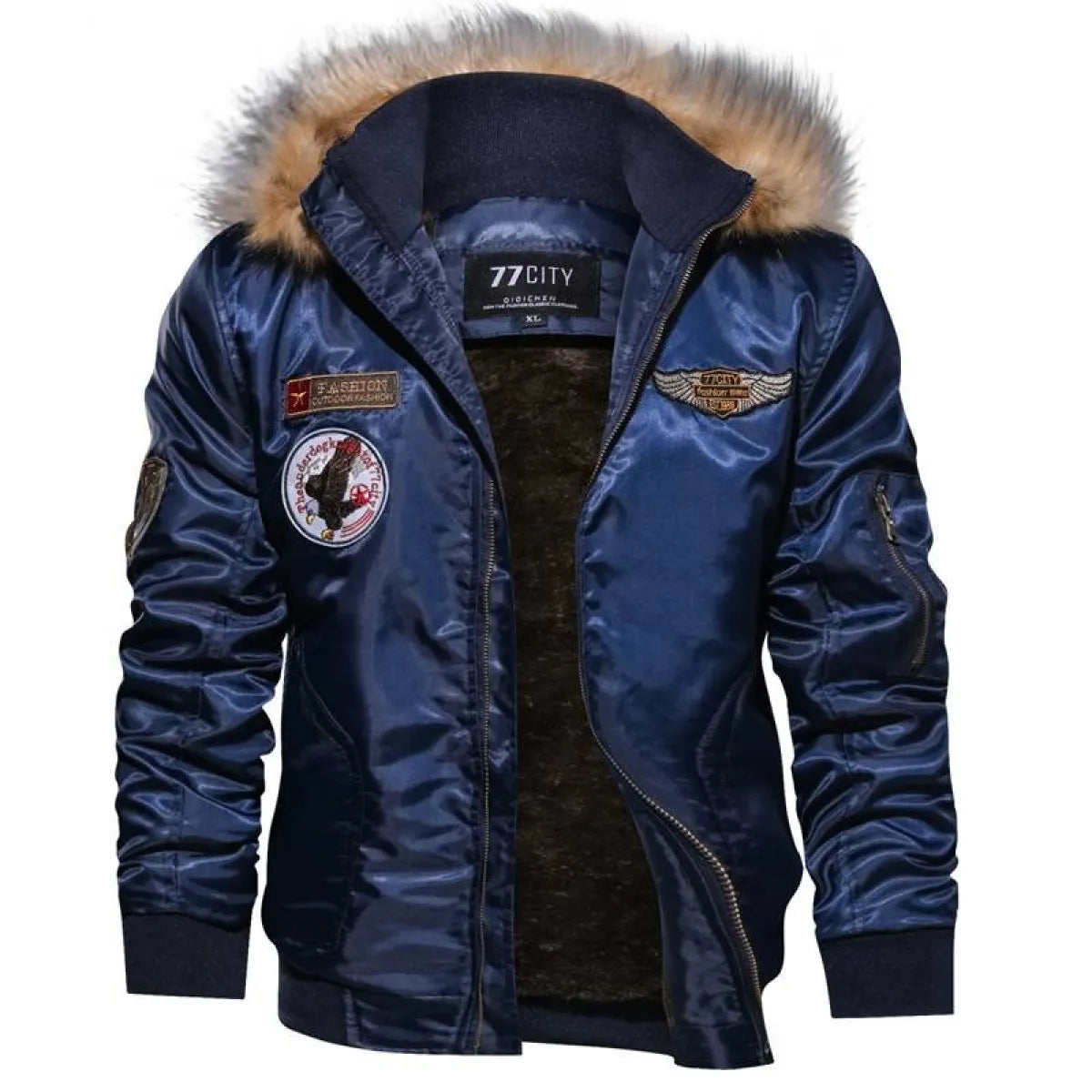 Fur Collar Military Flight Jacket - Jackets & Coats - 1