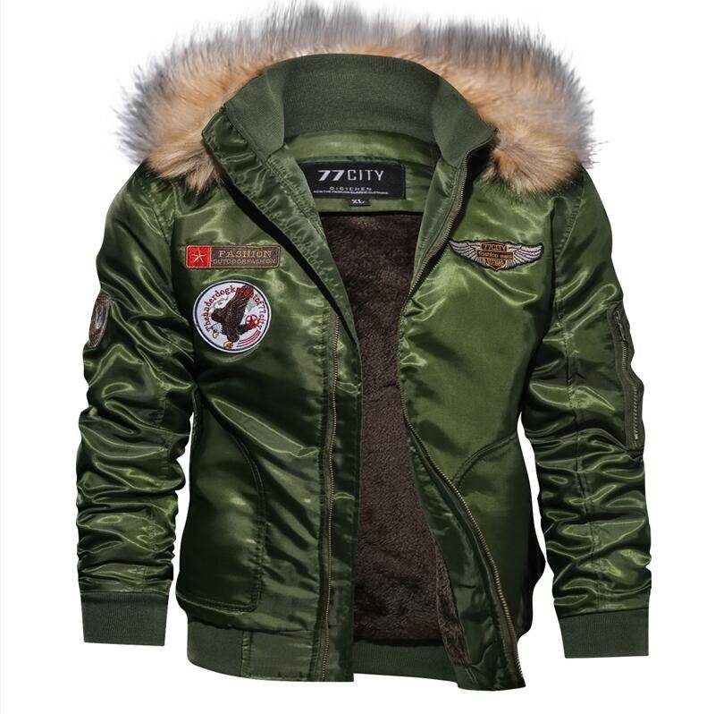 Fur Collar Military Flight Jacket - Green / XXXL - Jackets & Coats - Coats & Jackets - 10 - 2024