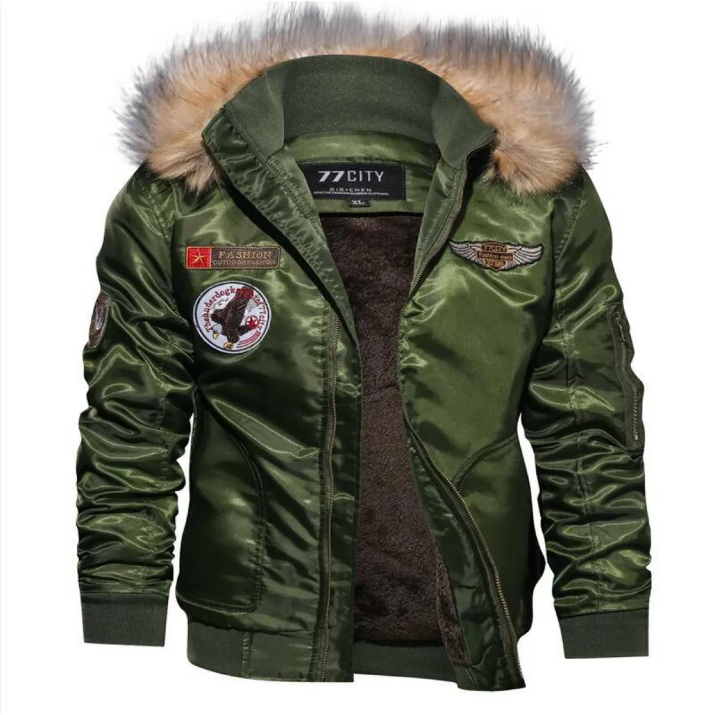 Fur Collar Military Flight Jacket - Jackets & Coats - 10