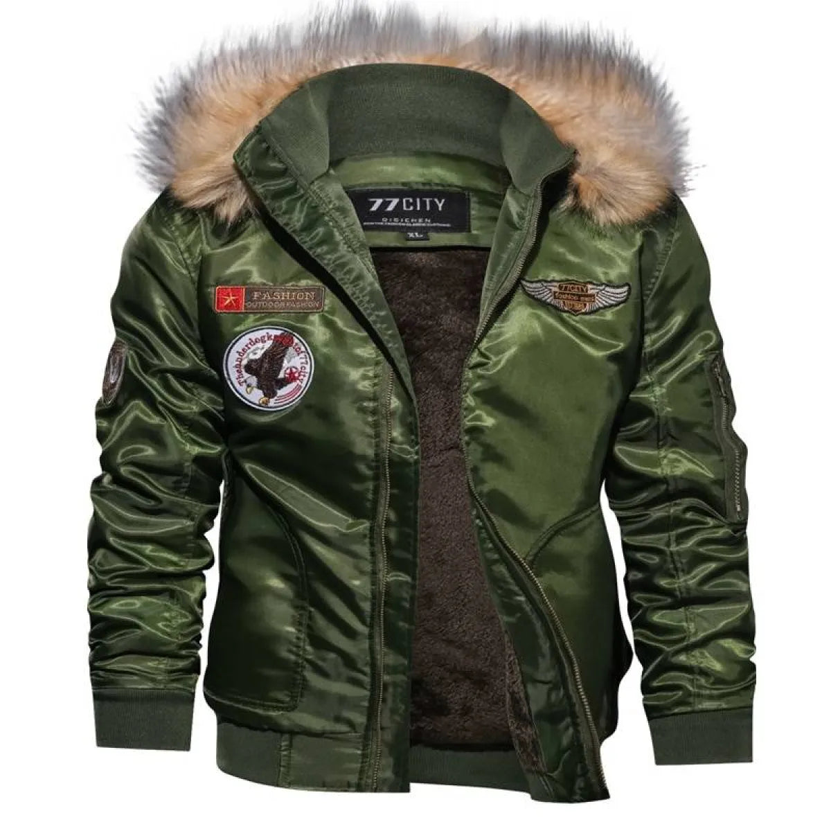 Fur Collar Military Flight Jacket - Jackets & Coats - 4