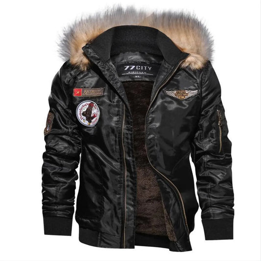 Fur Collar Military Flight Jacket - Jackets & Coats - 9