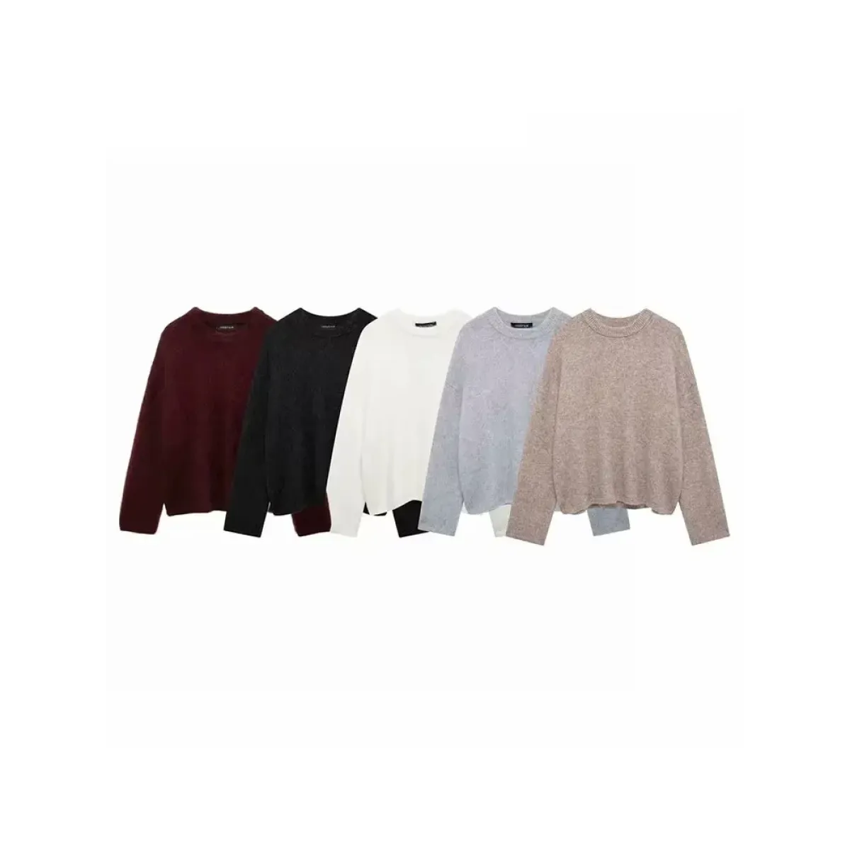 Burgundy Fluffy Knit O-Neck Sweater - Sweaters - Sweater / Pullover - 5