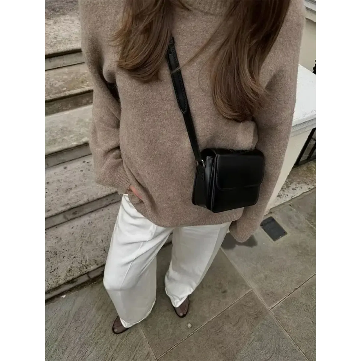 Burgundy Fluffy Knit O-Neck Sweater - Sweaters - Sweater / Pullover - 3