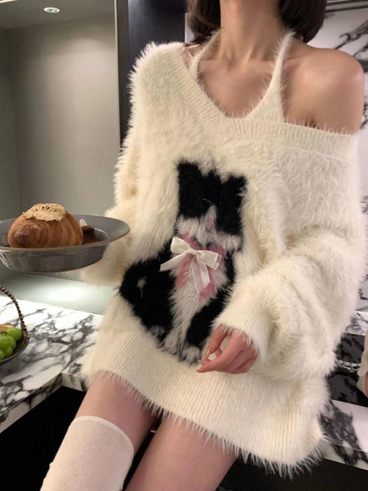 Fuzzy Knit Sweater Set – Kawaii Soft Girl Aesthetic - Dresses - 2025 - 2 - Worldwide Shipping