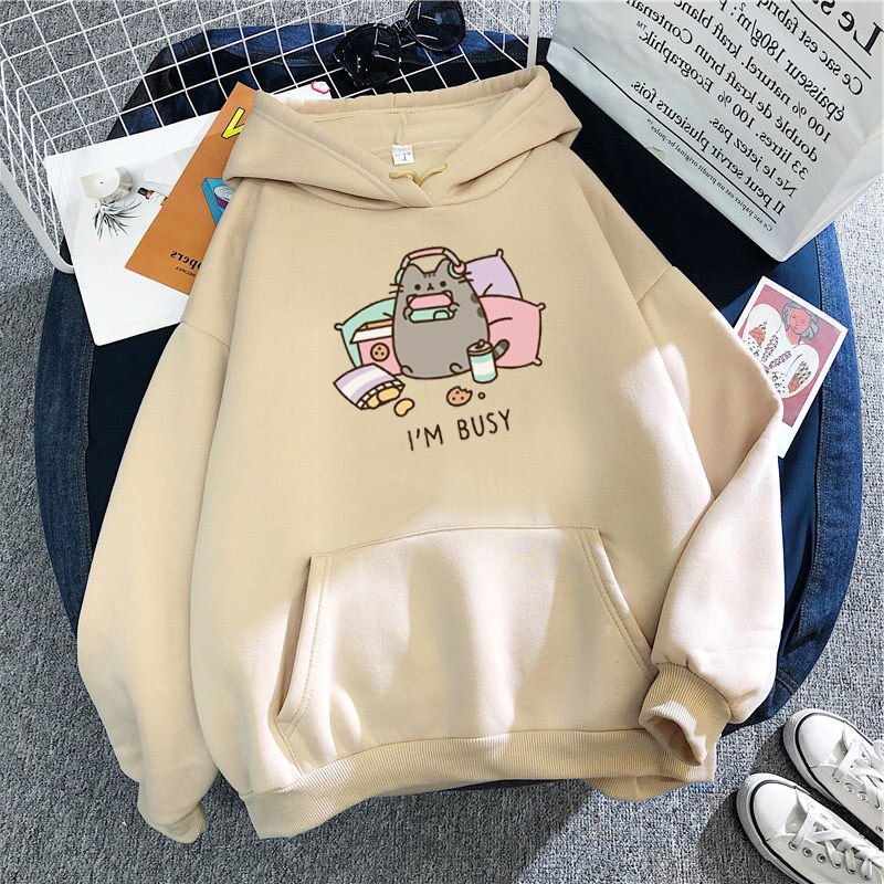 ’I’m Busy’ Gaming Cat Hoodie - Khaki / XXL - Women’s Clothing & Accessories - Shirts & Tops - 24 - 2024