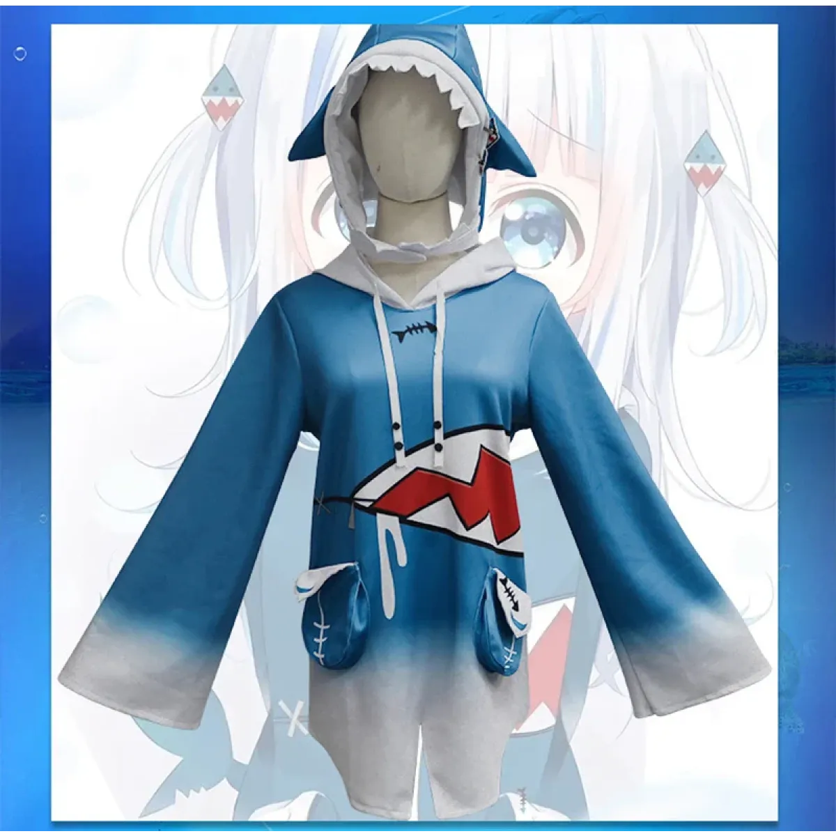 Gawr Gura Shark Cosplay Set with Wig & Tail - Anime - Cosplay - 2