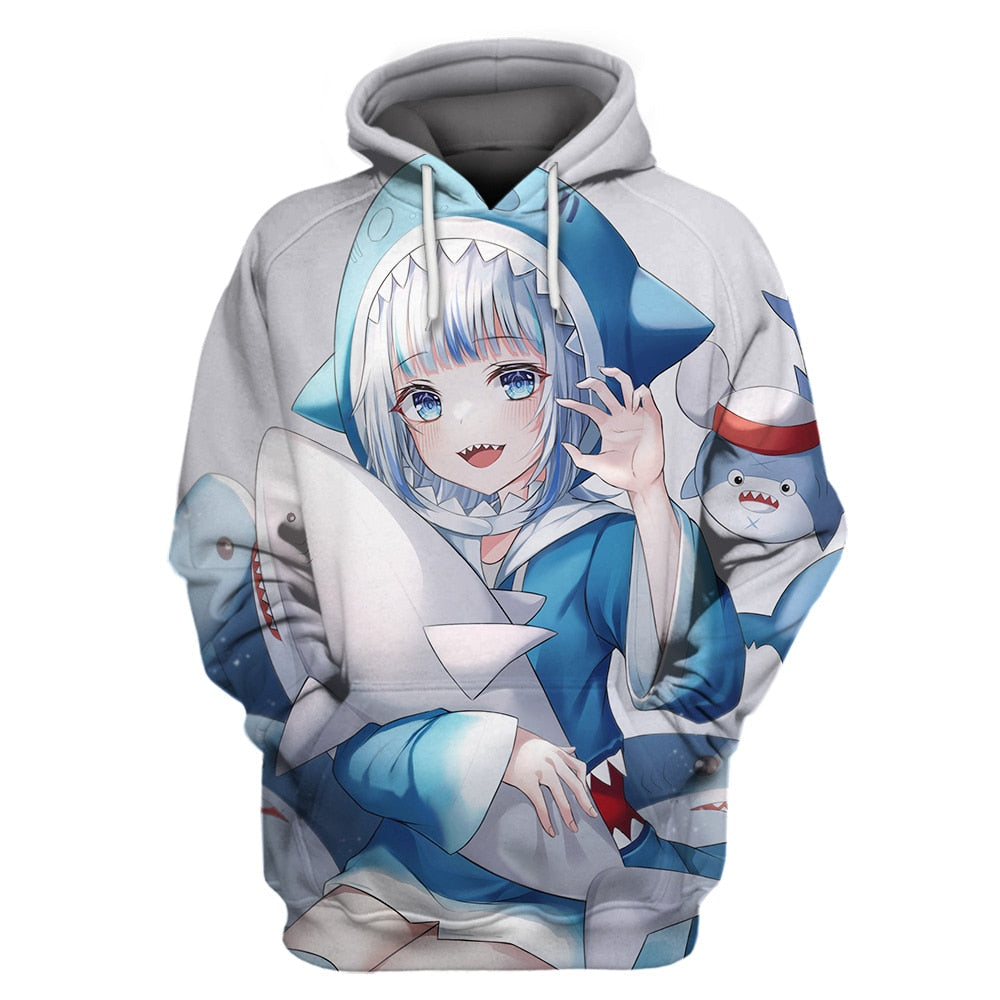 Gawr Gura Hoodies - Air Force Blue / XXL - Women’s Clothing & Accessories - Shirts & Tops - 10 - 2024