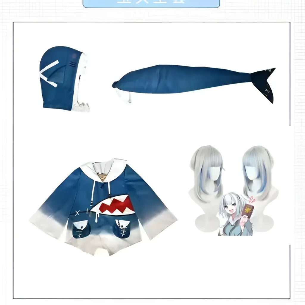 Hololive Gawr Gura Shark Cosplay - Complete Set with Tail - Cosplay - 8
