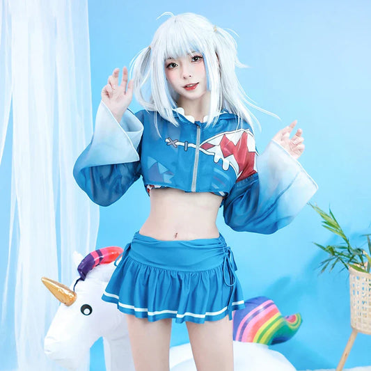 Hololive Gawr Gura Swimsuit Cosplay - Anime Beachwear Set with Wig - Anime - Costumes - 2 - 2024