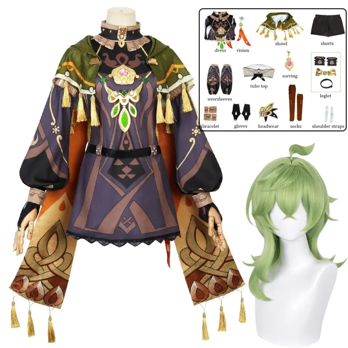 Collei Genshin Impact Cosplay Costume Set with Wig - Cosplay - Cosplay - 1