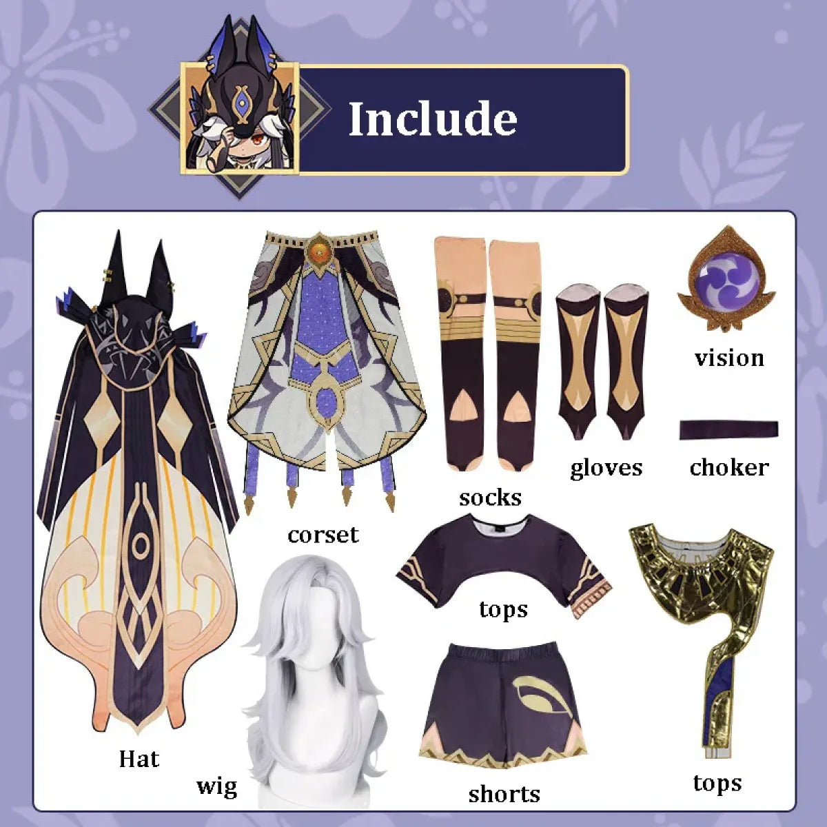 Cyno Genshin Impact Cosplay Costume Set with Wig - Cosplay - Cosplay - 6