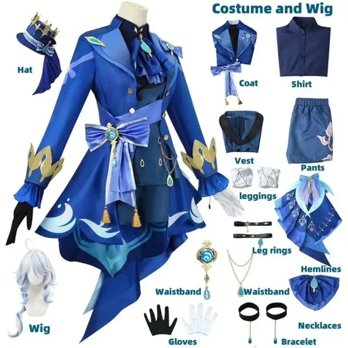Furina Focalors Genshin Impact Cosplay Set with Wig & Hat - Cosplay - Cosplay - 1