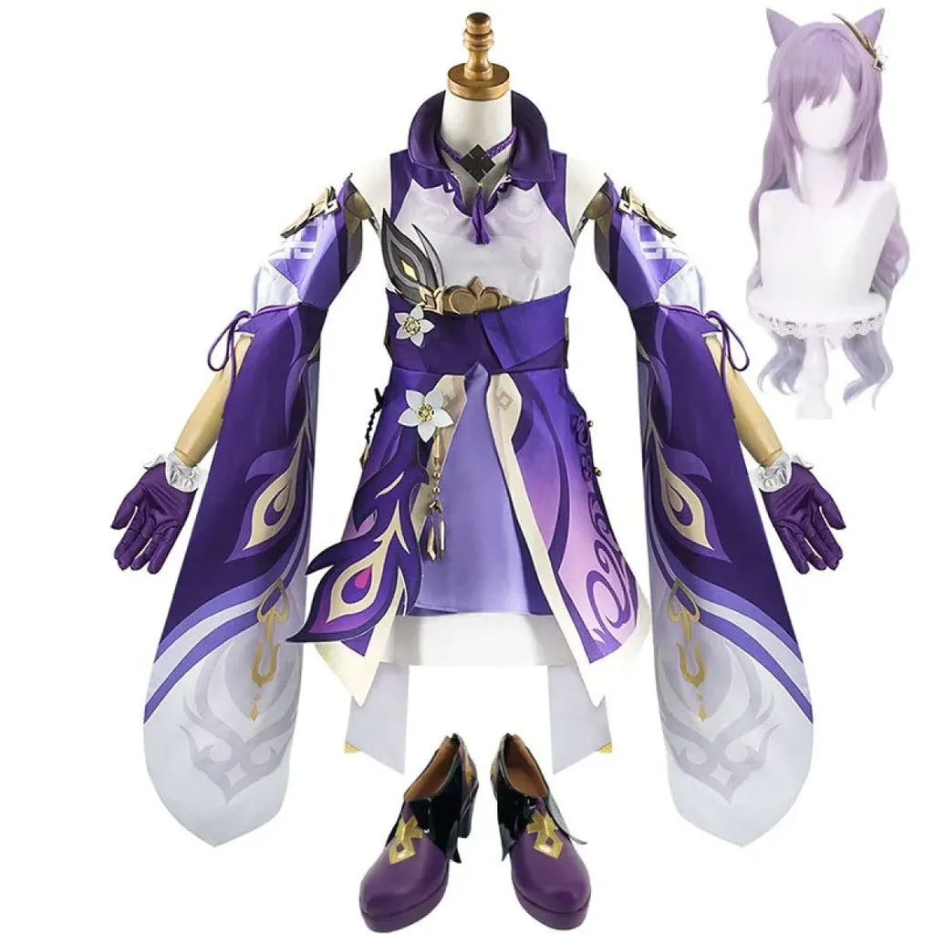 Keqing Genshin Impact Cosplay Set with Wig & Shoes - Cosplay - Cosplay - 1