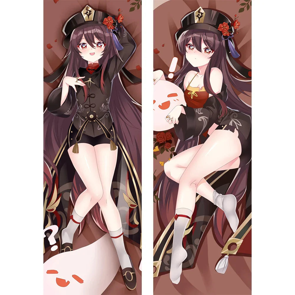 Hu Tao Genshin Impact Dakimakura - Double-sided Anime Hugging Pillow Case - 21332 / 34x100cm 2WAY - Anime - Clothing