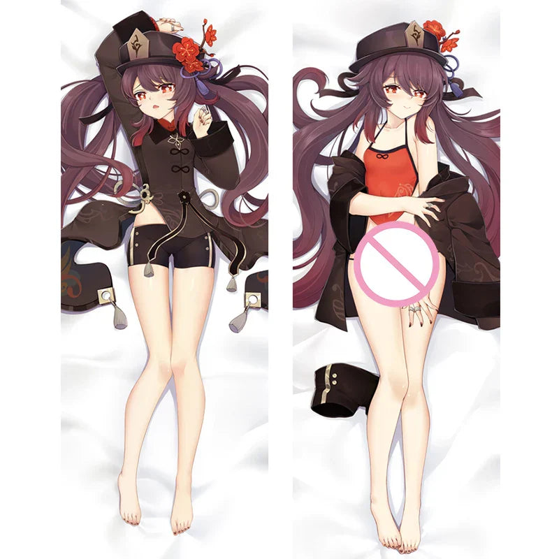 Hu Tao Genshin Impact Dakimakura - Double-sided Anime Hugging Pillow Case - 21012-1 / 34x100cm 2WAY - Anime - Clothing